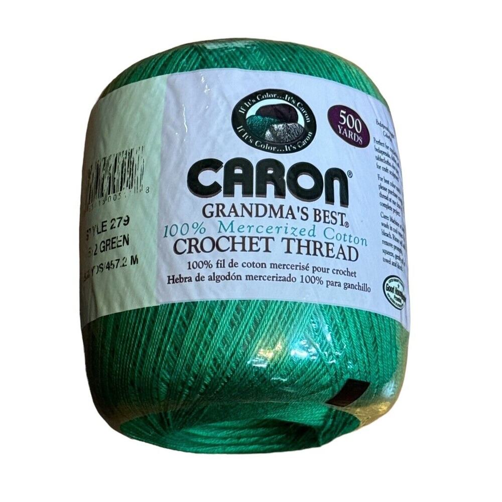 Caron Grandma’s Best‎ Crochet Green Thread Mercerized Cotton 500 Yards SEALED
